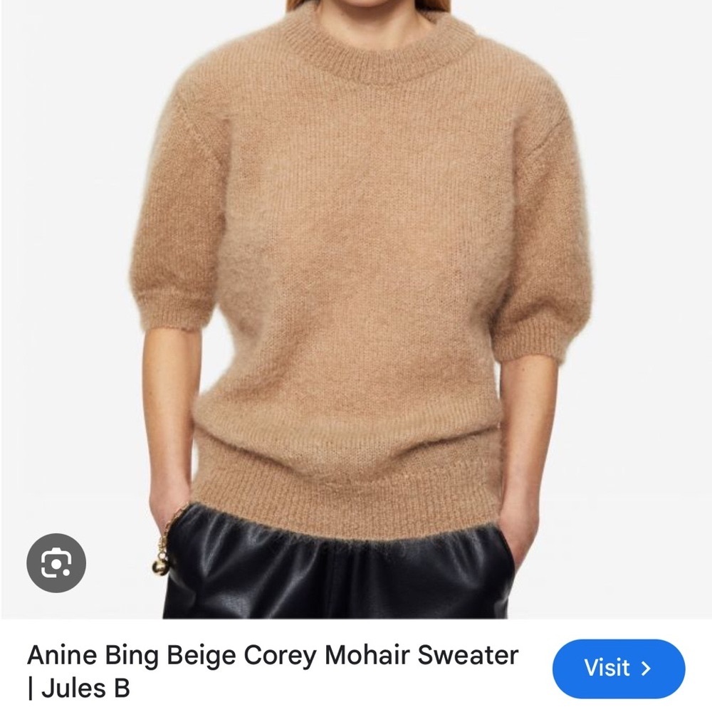 Anine Bing Tan Crew Neck Sweater Plush Relaxed Fit - Picture 2 of 7